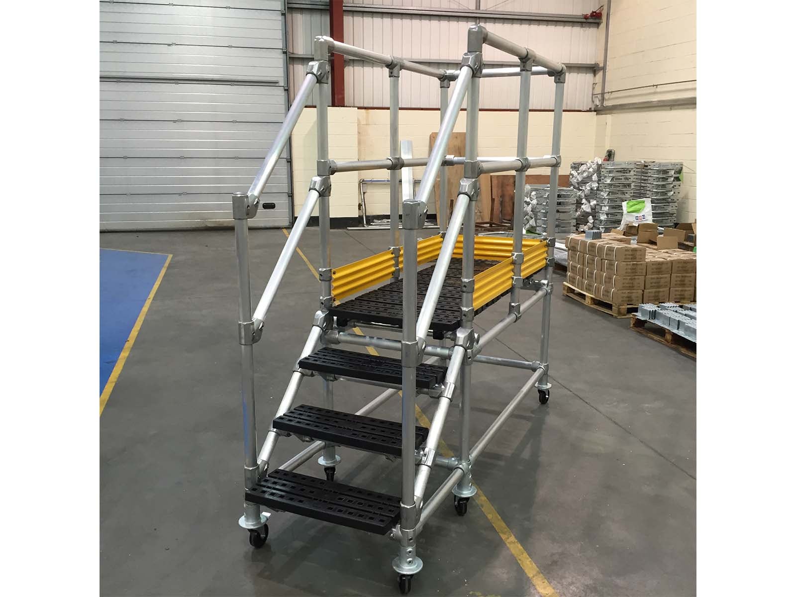 Mobile stairs system with handrails providing safe portable access to elevated work areas