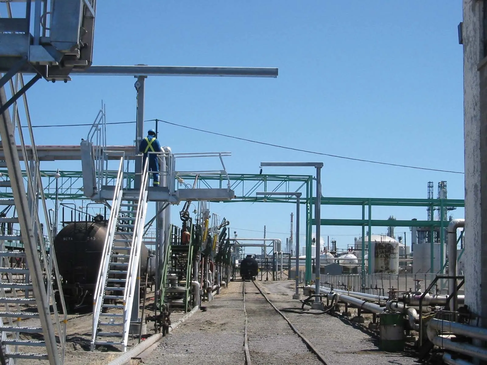 Dropdown gangway system installed for safe access between platforms and vehicles