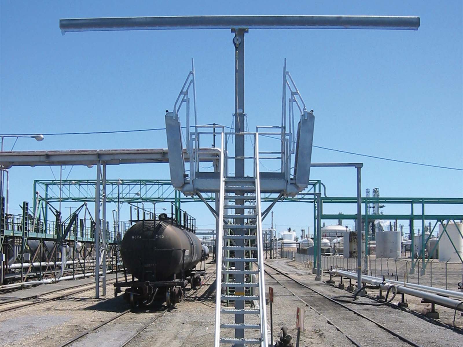 Dropdown gangway system installed for safe access between platforms and vehicles