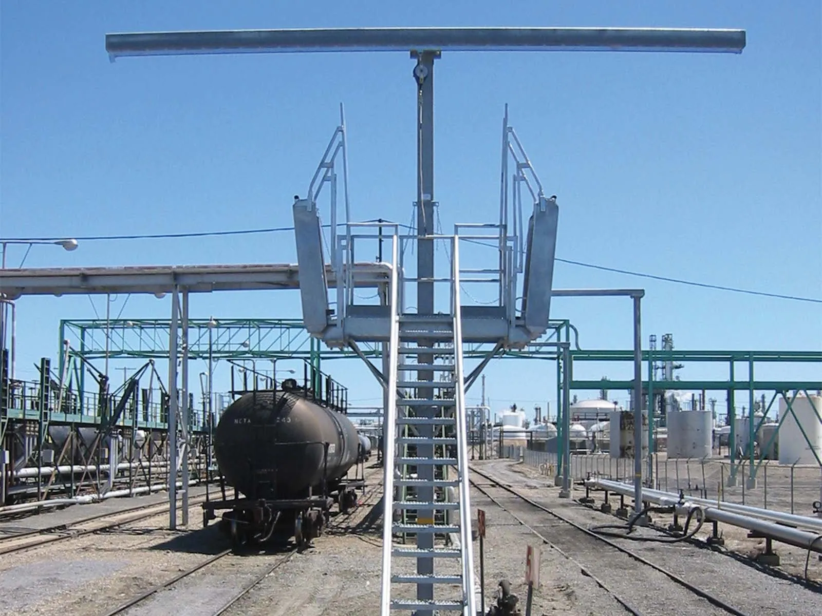 Dropdown gangway system installed for safe access between platforms and vehicles