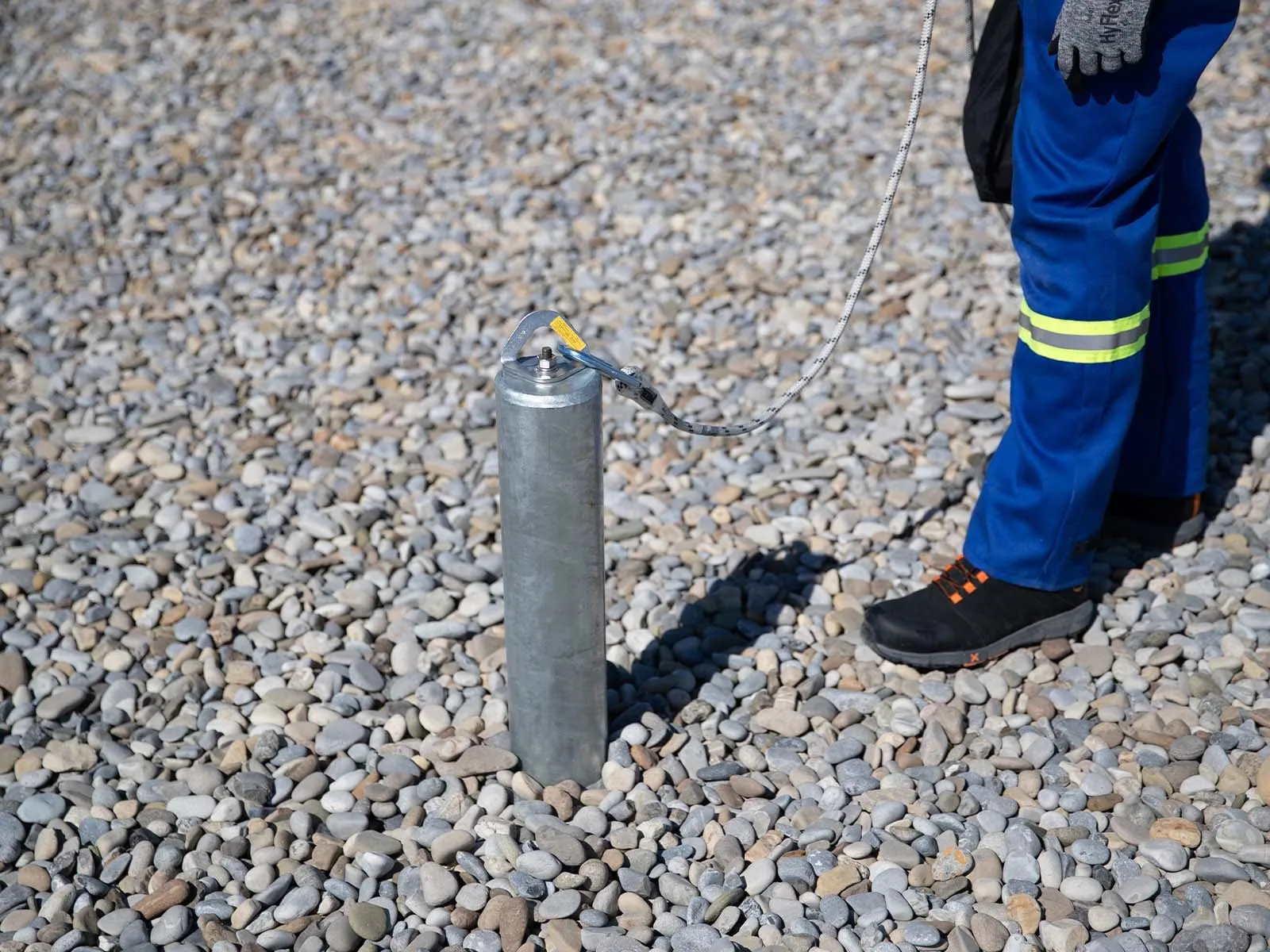 Fixed anchor system securely installed on rooftop for fall protection