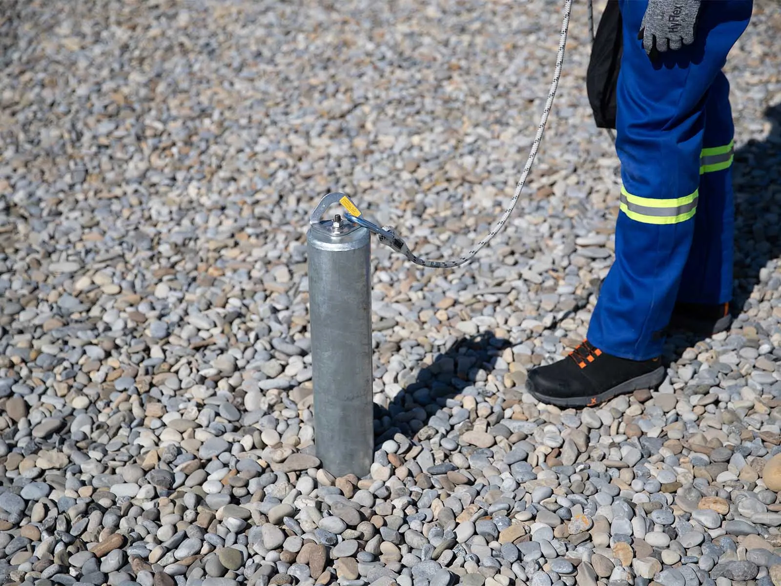 Fixed anchor system securely installed on rooftop for fall protection