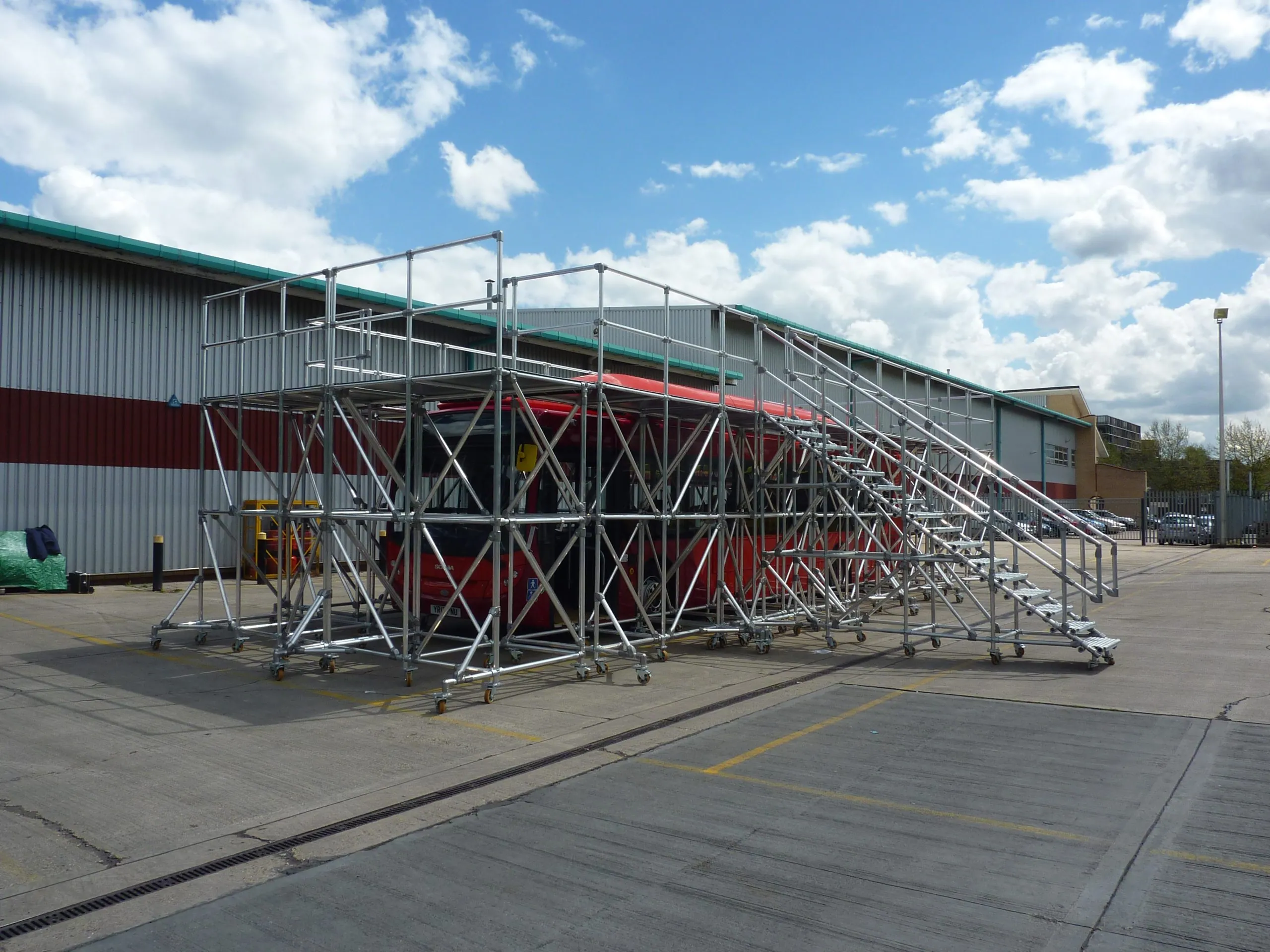 Portable mobile platform designed for safe access to trucks and railcars