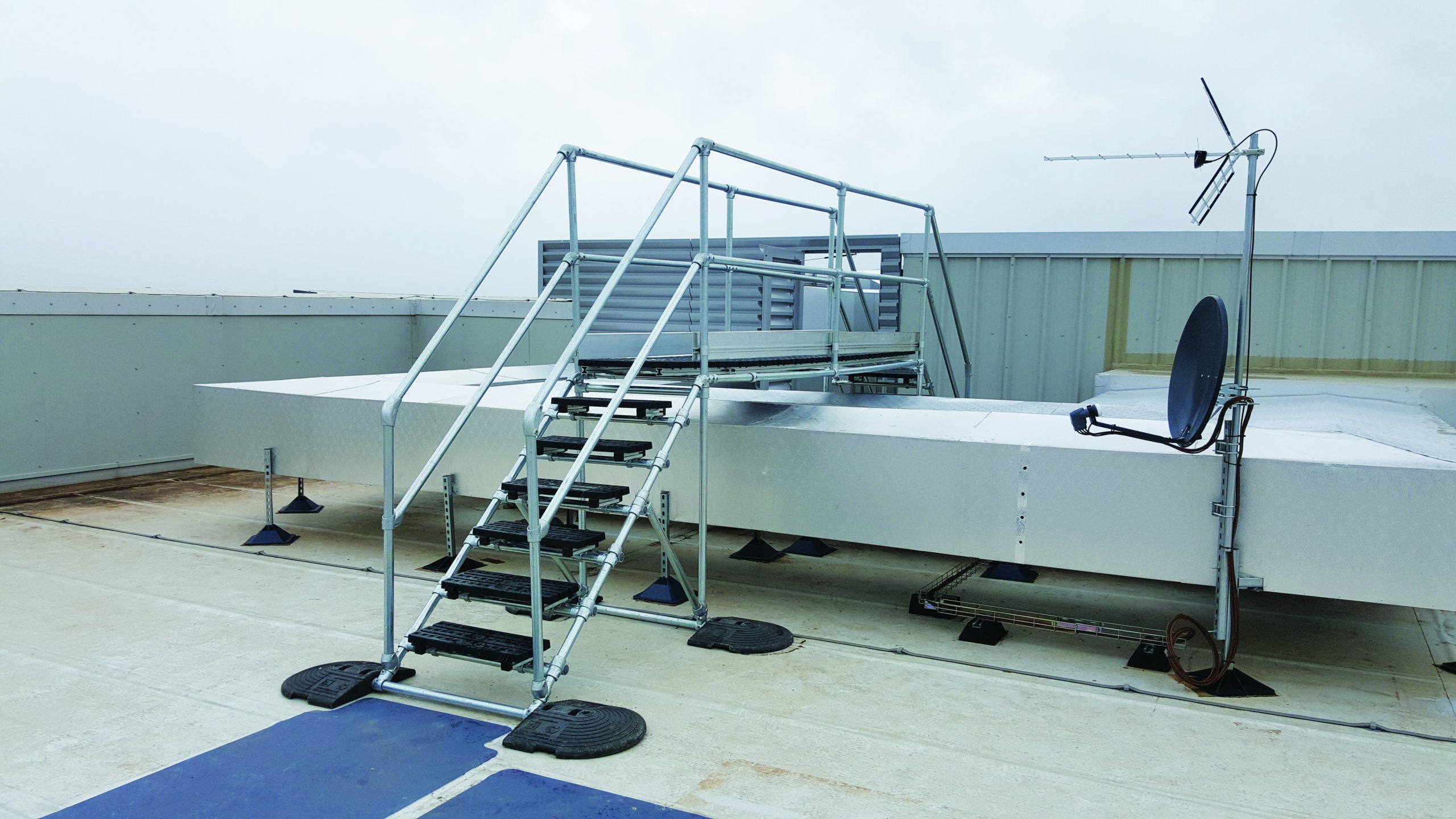 Engineered rooftop crossover platform for safe HVAC access