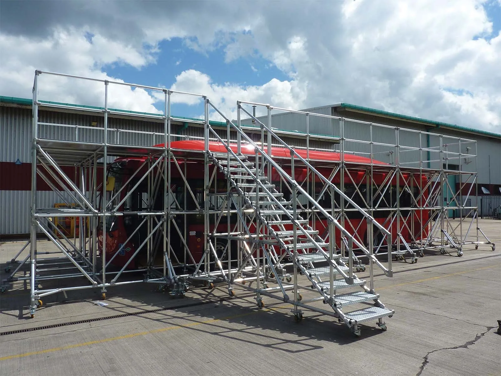 Mobile platform system with guardrails providing safe elevated access