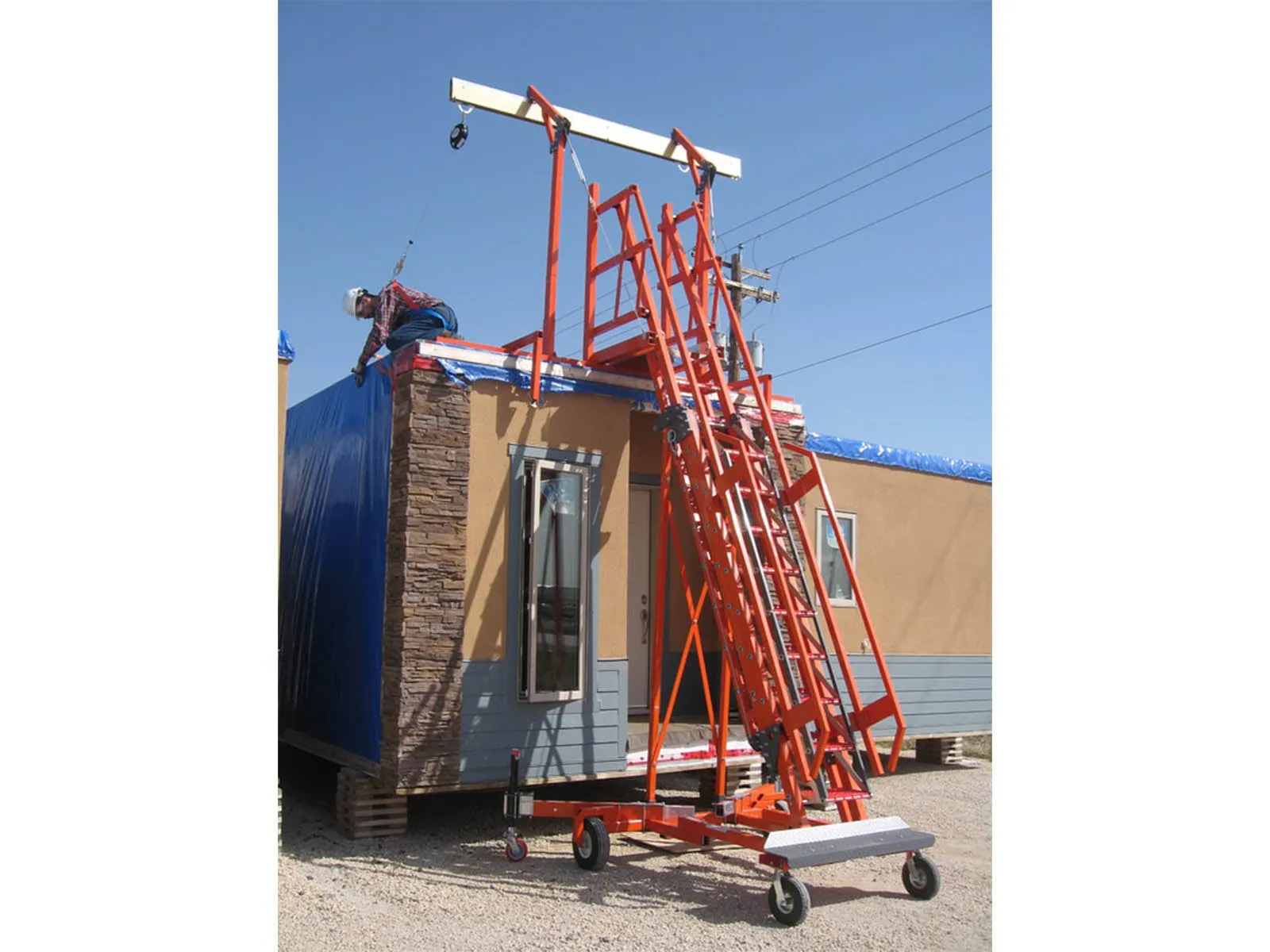 Mobile platform system with guardrails providing safe elevated access