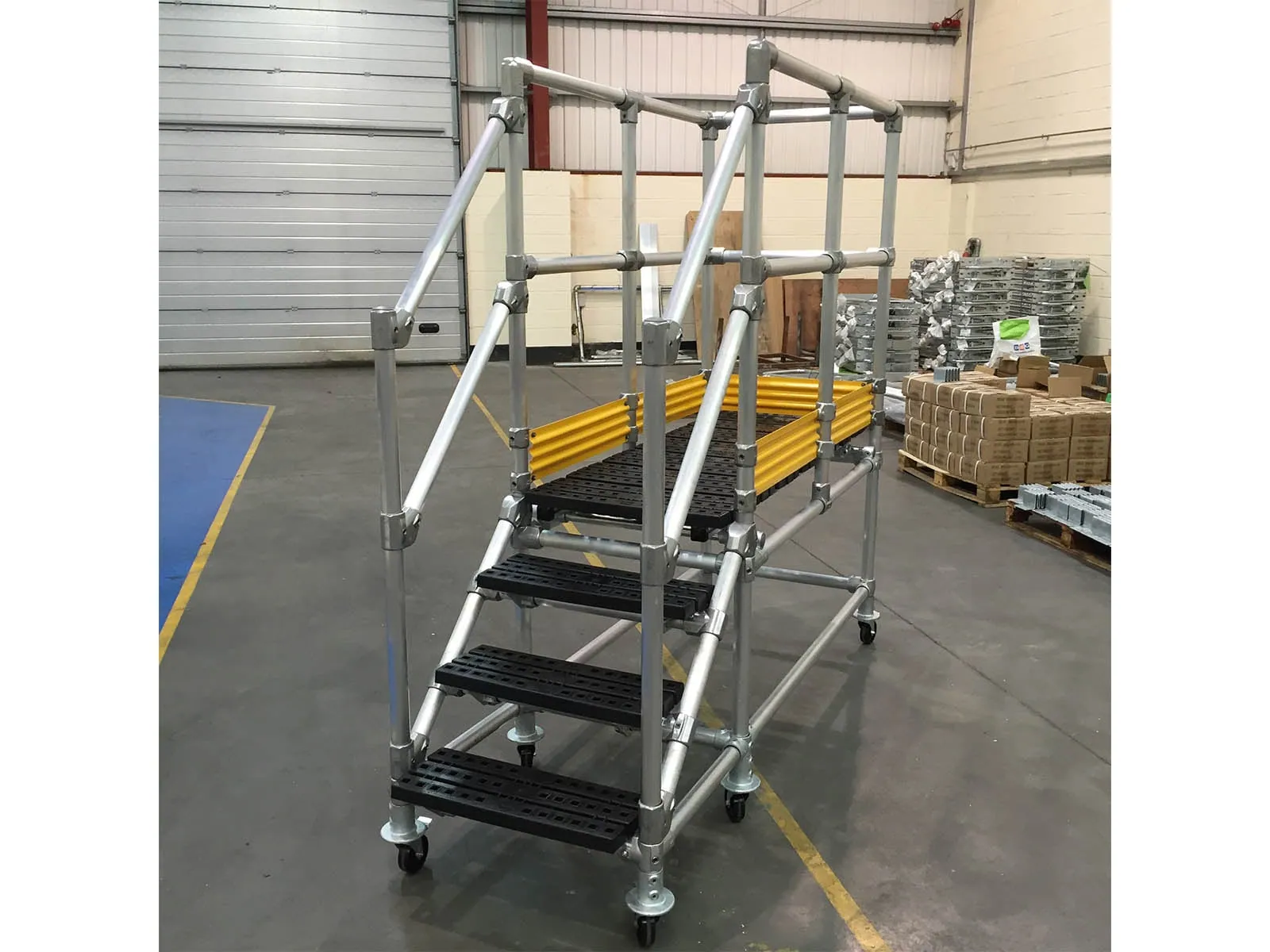Mobile platform system with guardrails providing safe elevated access