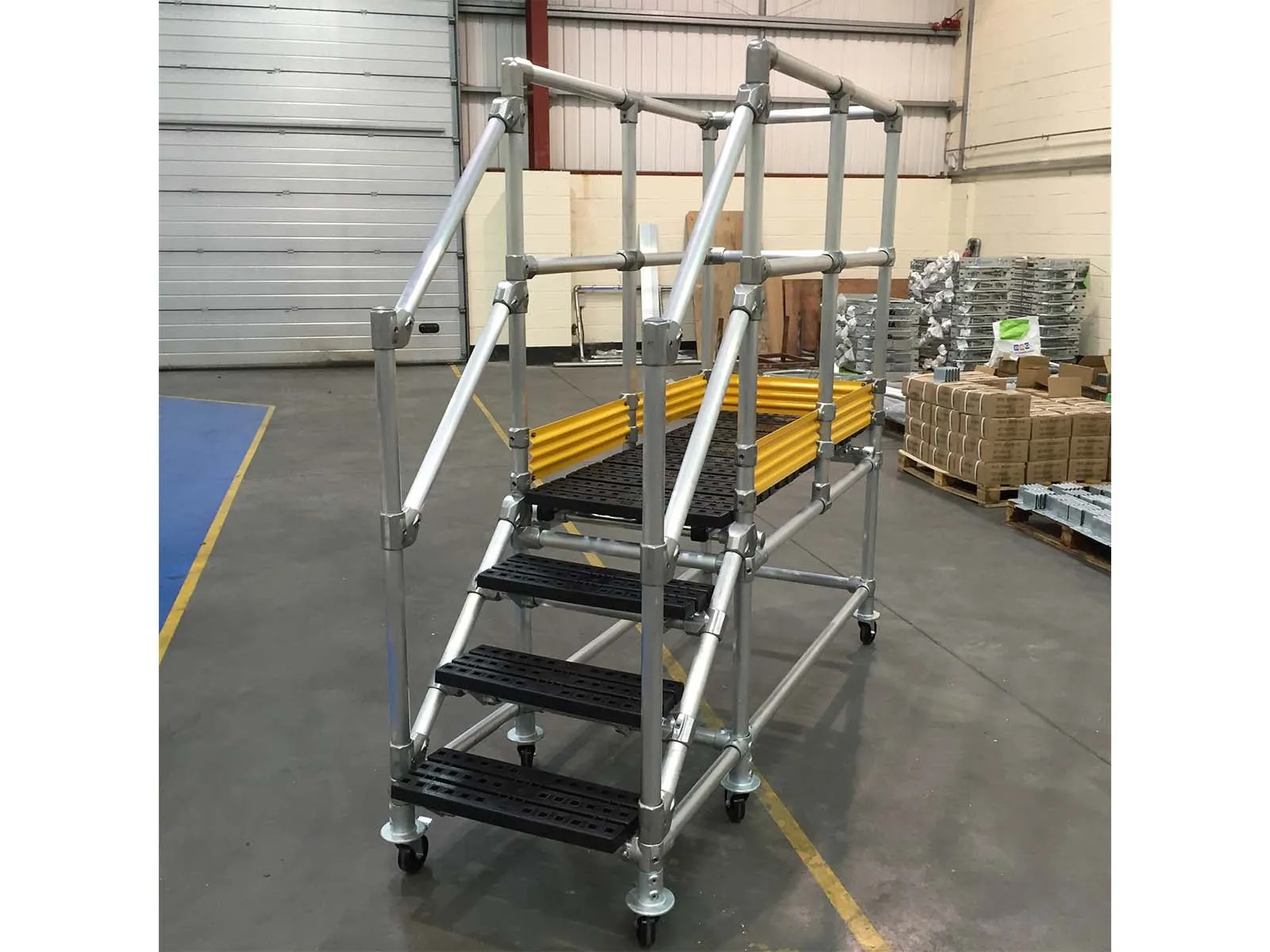 Mobile stairs system with handrails providing safe portable access to elevated work areas