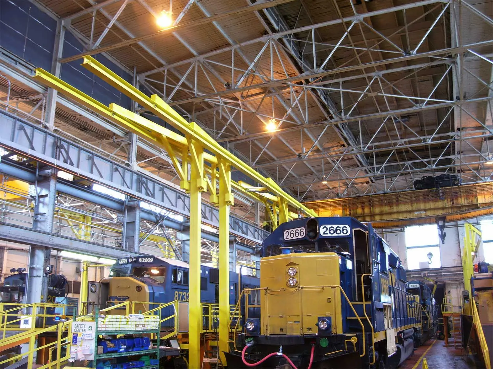 Overhead crane system installed in industrial facility for material handling