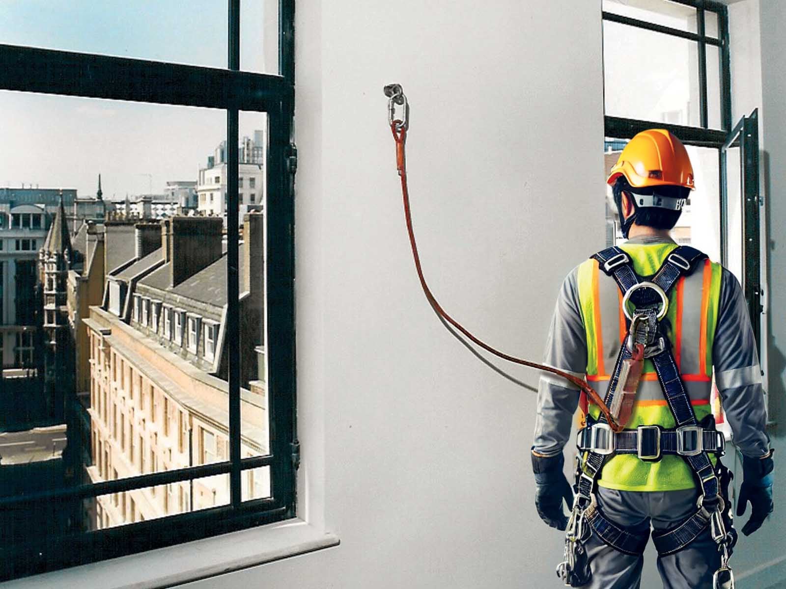 Single-point anchor installed for secure fall protection attachment