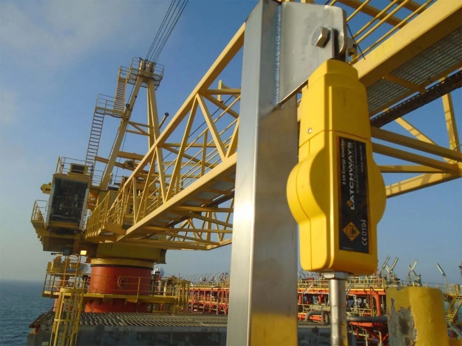 Latchways LadderLatch vertical lifeline system installed for safe ladder climbing