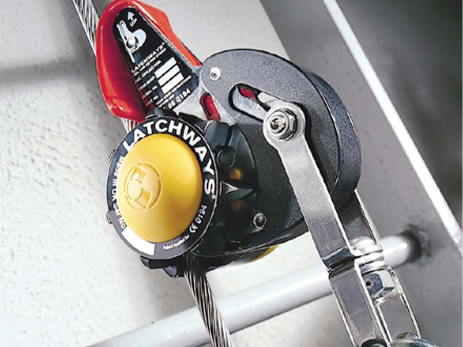 Latchways LadderLatch vertical lifeline system installed for safe ladder climbing