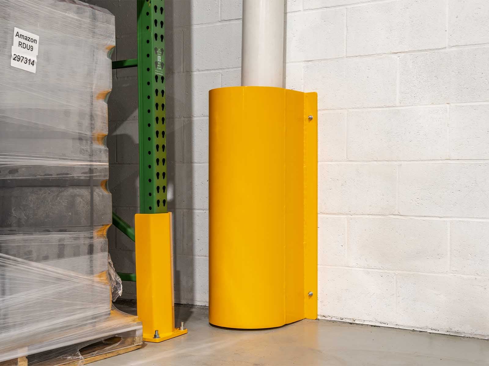 Warehouse traffic barriers installed to protect pedestrians and equipment in busy warehouse environment