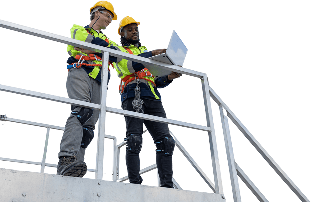 Two men working safely