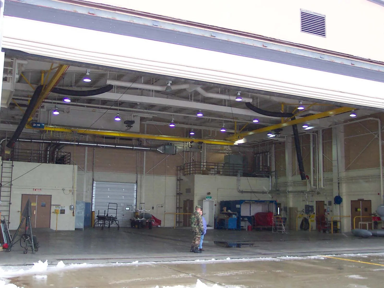 Fall protection system installed at military installation for elevated maintenance tasks