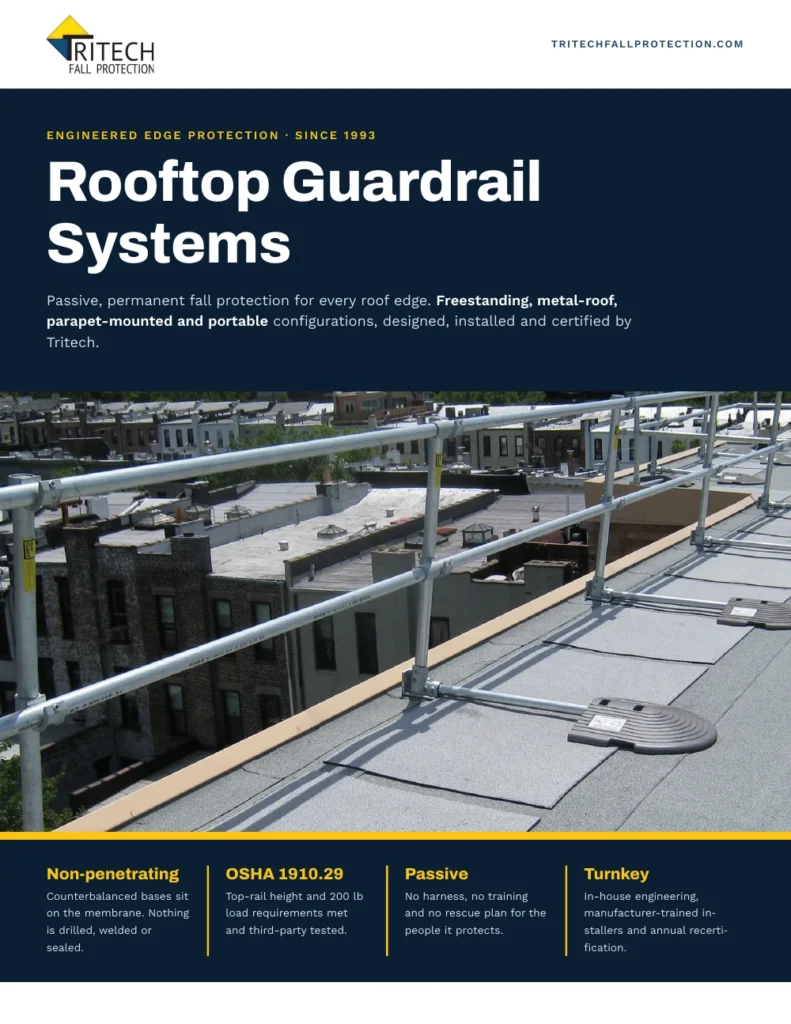 Page 1 of the Rooftop Guardrail Systems Brochure PDF